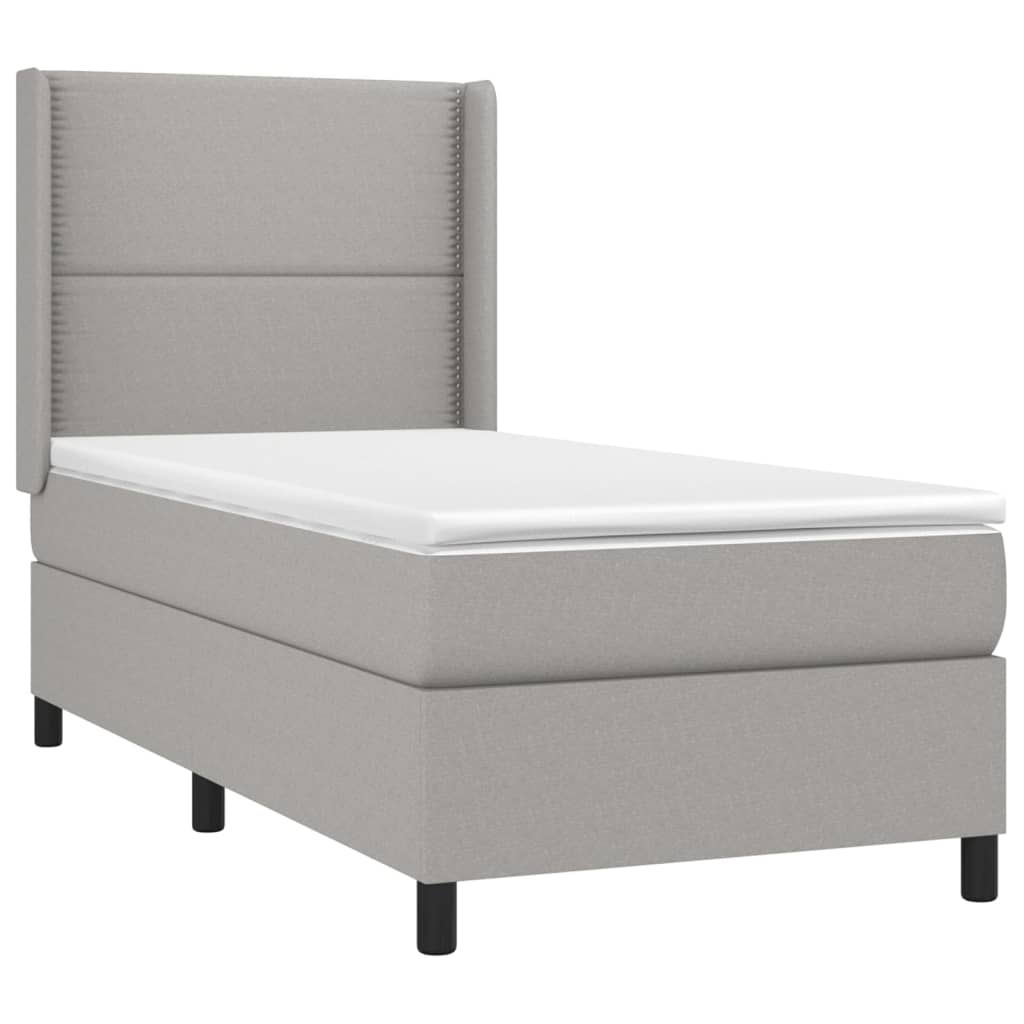 Boxspringbett mit Matratze Hellgrau 80x200 cm Stoff