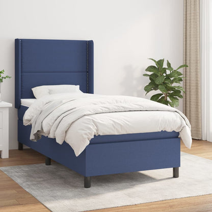 Boxspringbett mit Matratze Blau 90x190 cm Stoff