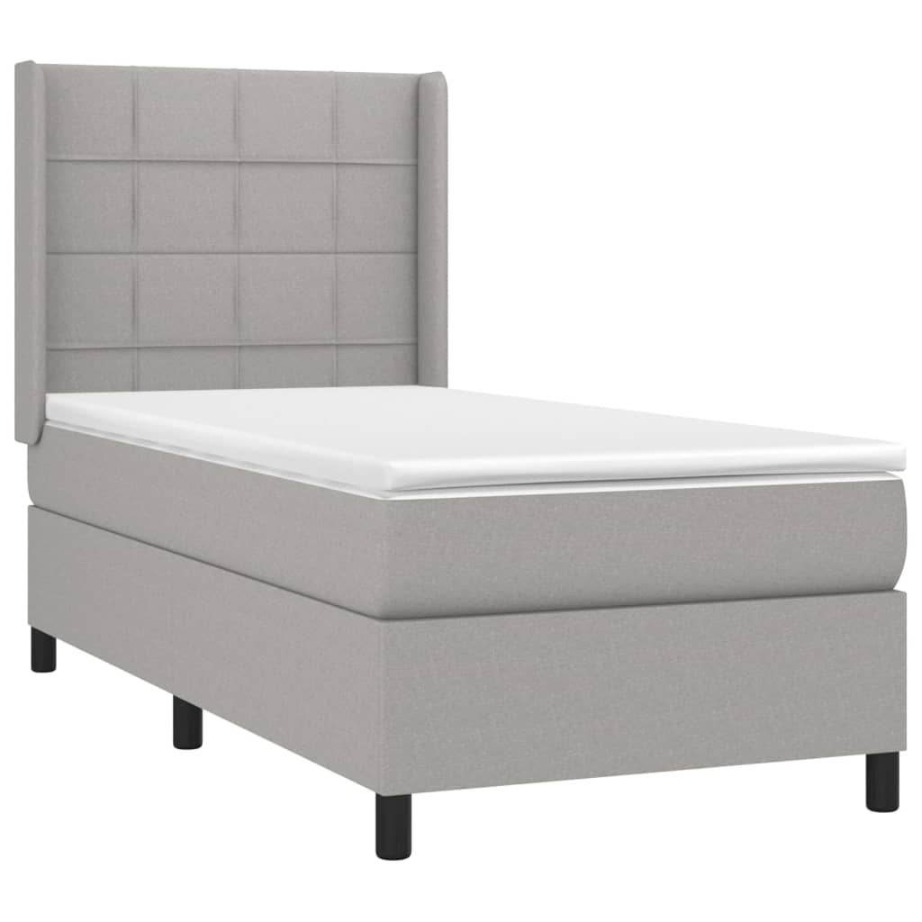 Boxspringbett mit Matratze Hellgrau 90x190 cm Stoff