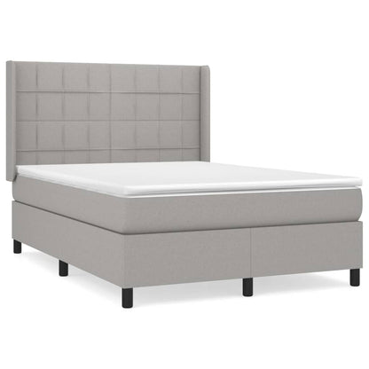 Boxspringbett mit Matratze Hellgrau 140x200 cm Stoff