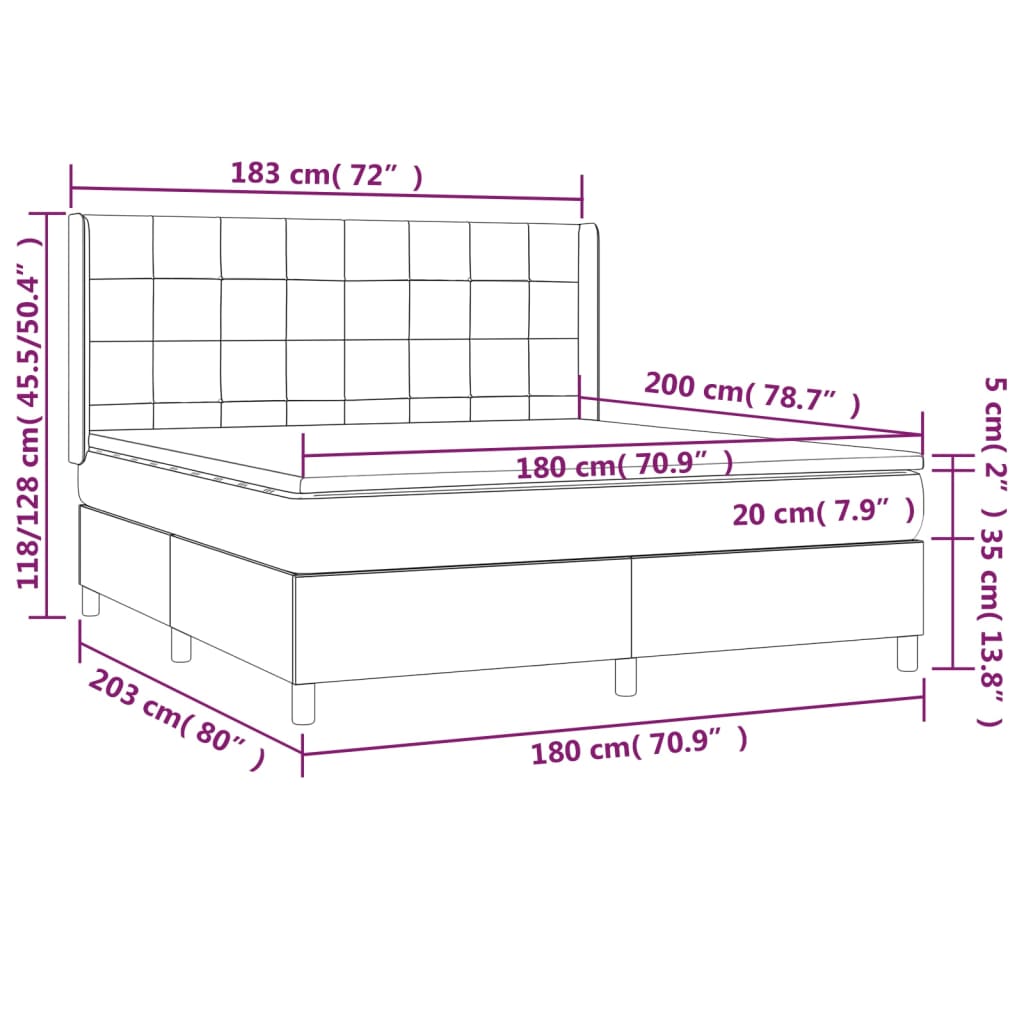 Boxspringbett mit Matratze Dunkelbraun 180x200 cm Stoff