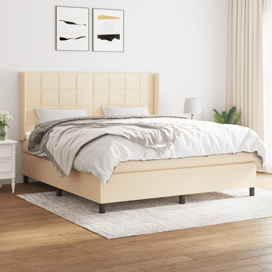 Boxspringbett mit Matratze Creme 180x200 cm Stoff