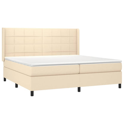 Boxspringbett mit Matratze Creme 200x200 cm Stoff