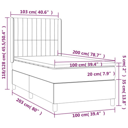 Boxspringbett mit Matratze Taupe 100x200 cm Stoff