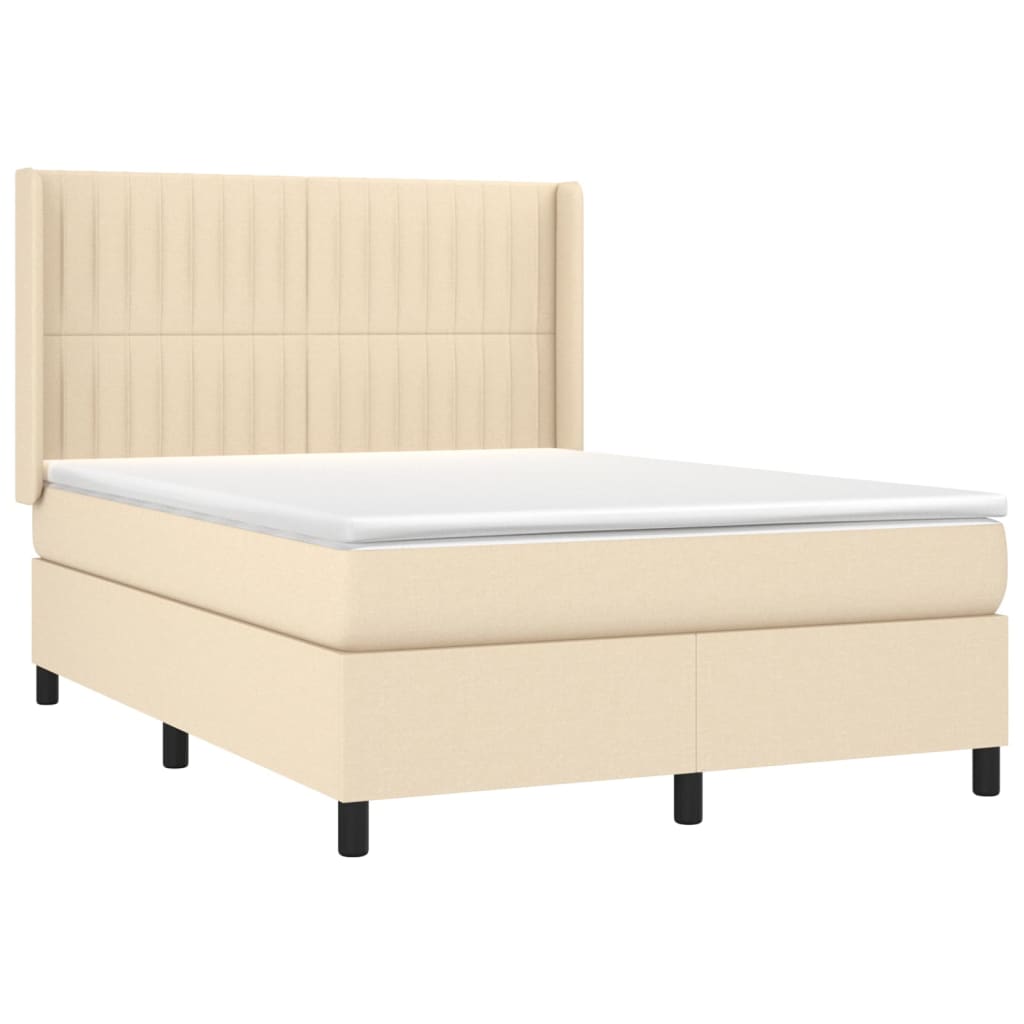 Boxspringbett mit Matratze Creme 140x200 cm Stoff