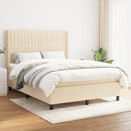 Boxspringbett mit Matratze Creme 140x200 cm Stoff