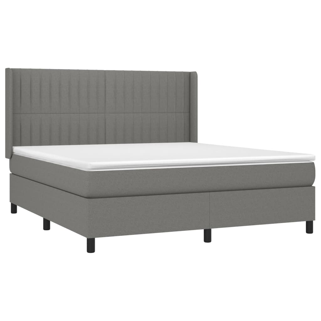 Boxspringbett mit Matratze Dunkelgrau 160x200 cm Stoff