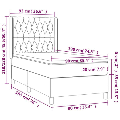 Boxspringbett mit Matratze Hellgrau 90x190 cm Stoff