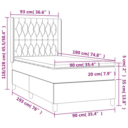 Boxspringbett mit Matratze Blau 90x190 cm Stoff