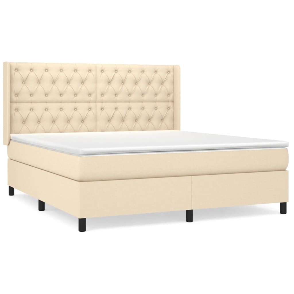 Boxspringbett mit Matratze Creme 160x200 cm Stoff