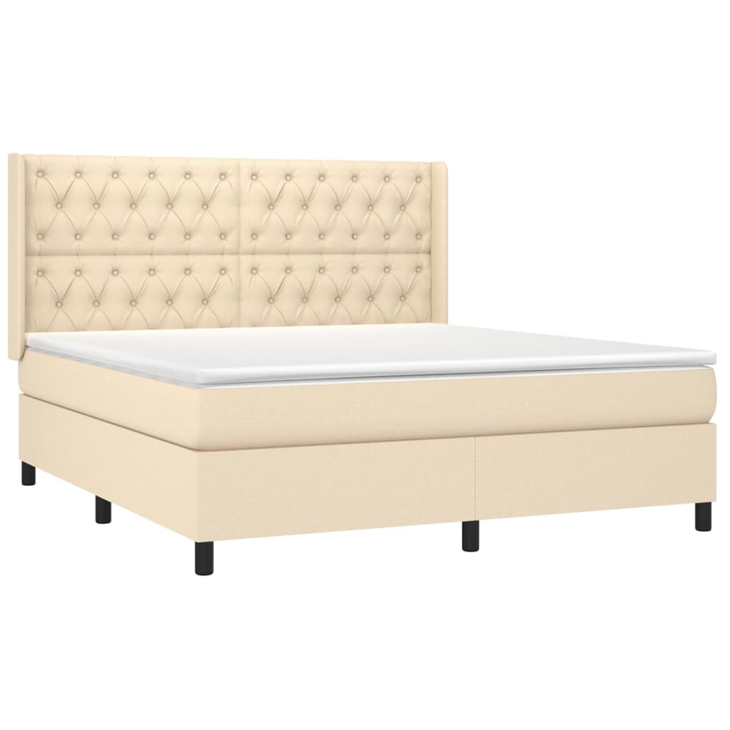 Boxspringbett mit Matratze Creme 160x200 cm Stoff