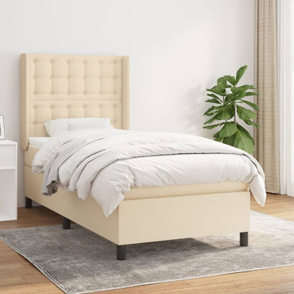 Boxspringbett mit Matratze Creme 90x190 cm Stoff