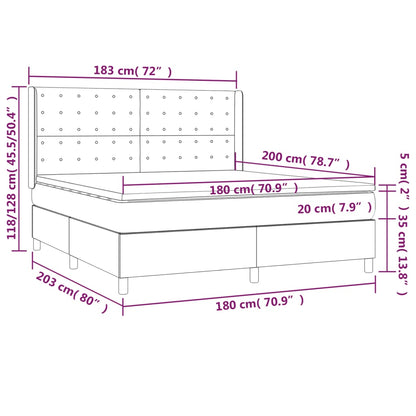 Boxspringbett mit Matratze Dunkelgrau 180x200 cm Stoff