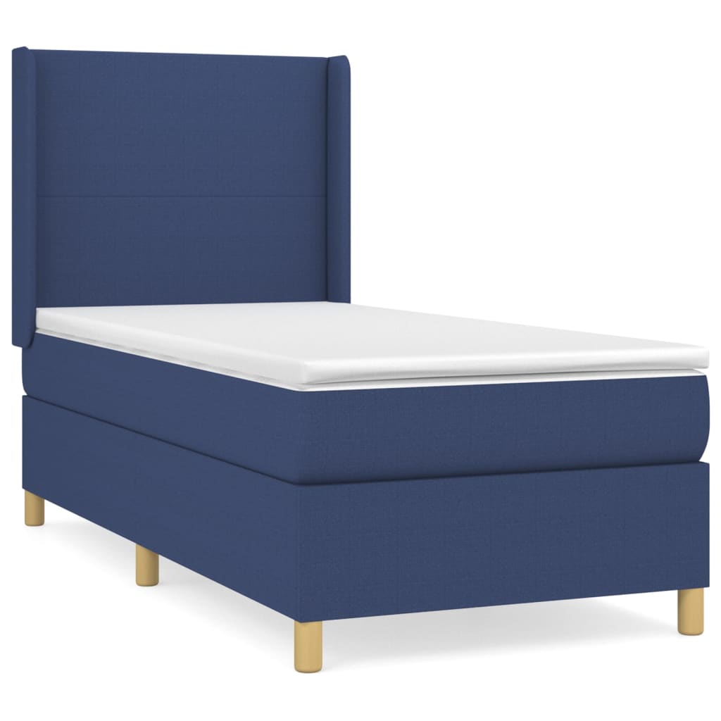 Boxspringbett mit Matratze Blau 100x200 cm Stoff