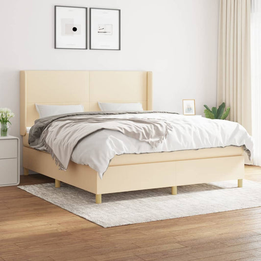 Boxspringbett mit Matratze Creme 160x200 cm Stoff