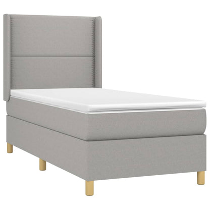 Boxspringbett mit Matratze Hellgrau 80x200 cm Stoff