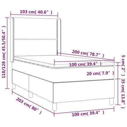 Boxspringbett mit Matratze Taupe 100x200 cm Stoff