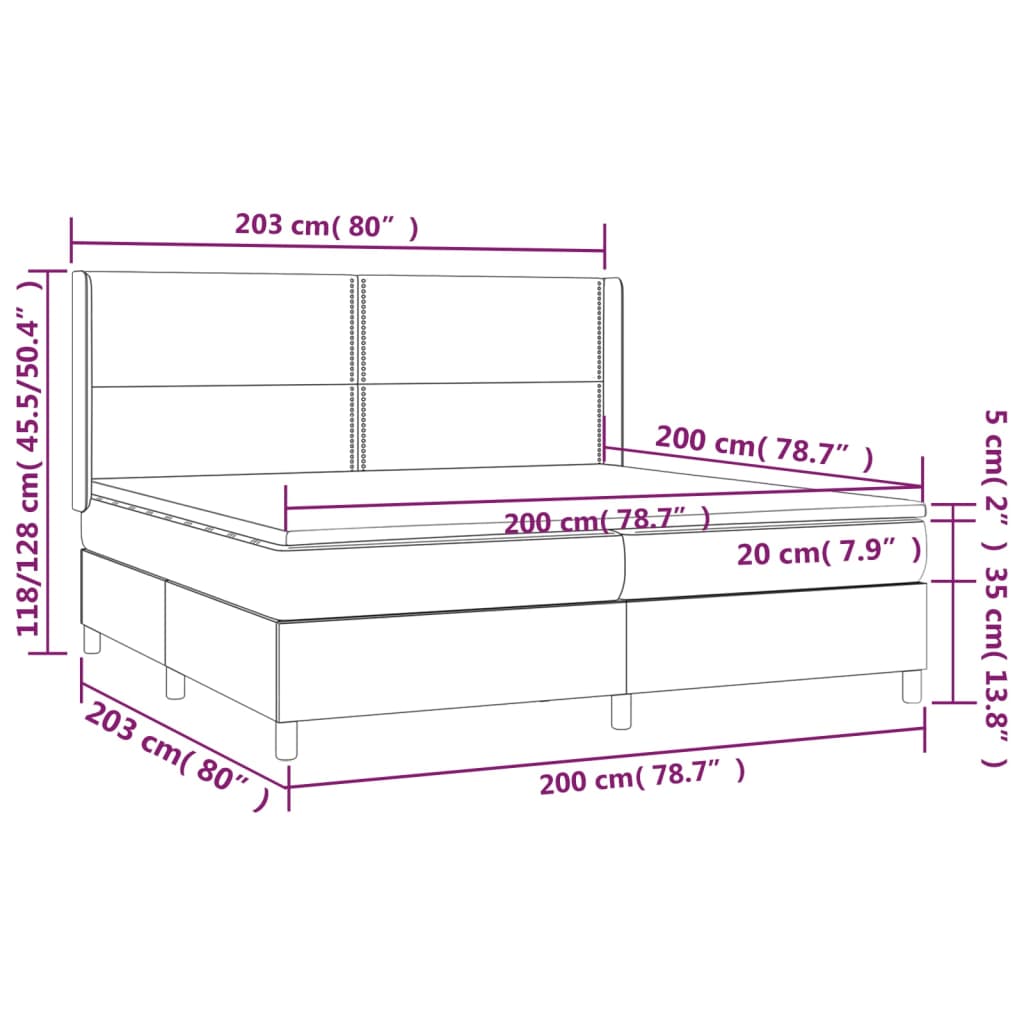 Boxspringbett mit Matratze Dunkelgrau 200x200 cm Stoff