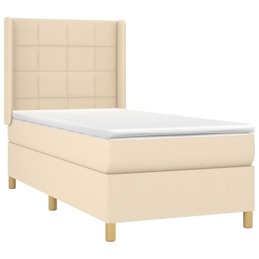 Boxspringbett mit Matratze Creme 80x200 cm Stoff