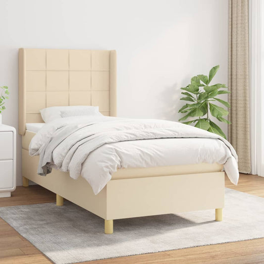 Boxspringbett mit Matratze Creme 80x200 cm Stoff