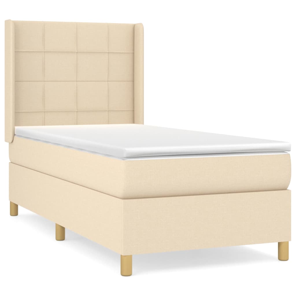 Boxspringbett mit Matratze Creme 90x190 cm Stoff