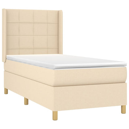 Boxspringbett mit Matratze Creme 90x200 cm Stoff