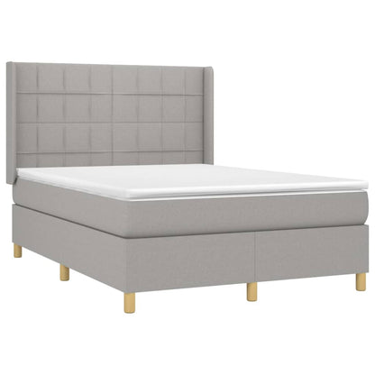 Boxspringbett mit Matratze Hellgrau 140x200 cm Stoff