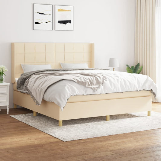 Boxspringbett mit Matratze Creme 160x200 cm Stoff