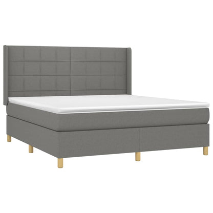 Boxspringbett mit Matratze Dunkelgrau 180x200 cm Stoff