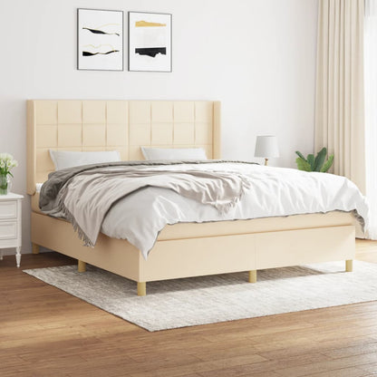 Boxspringbett mit Matratze Creme 180x200 cm Stoff