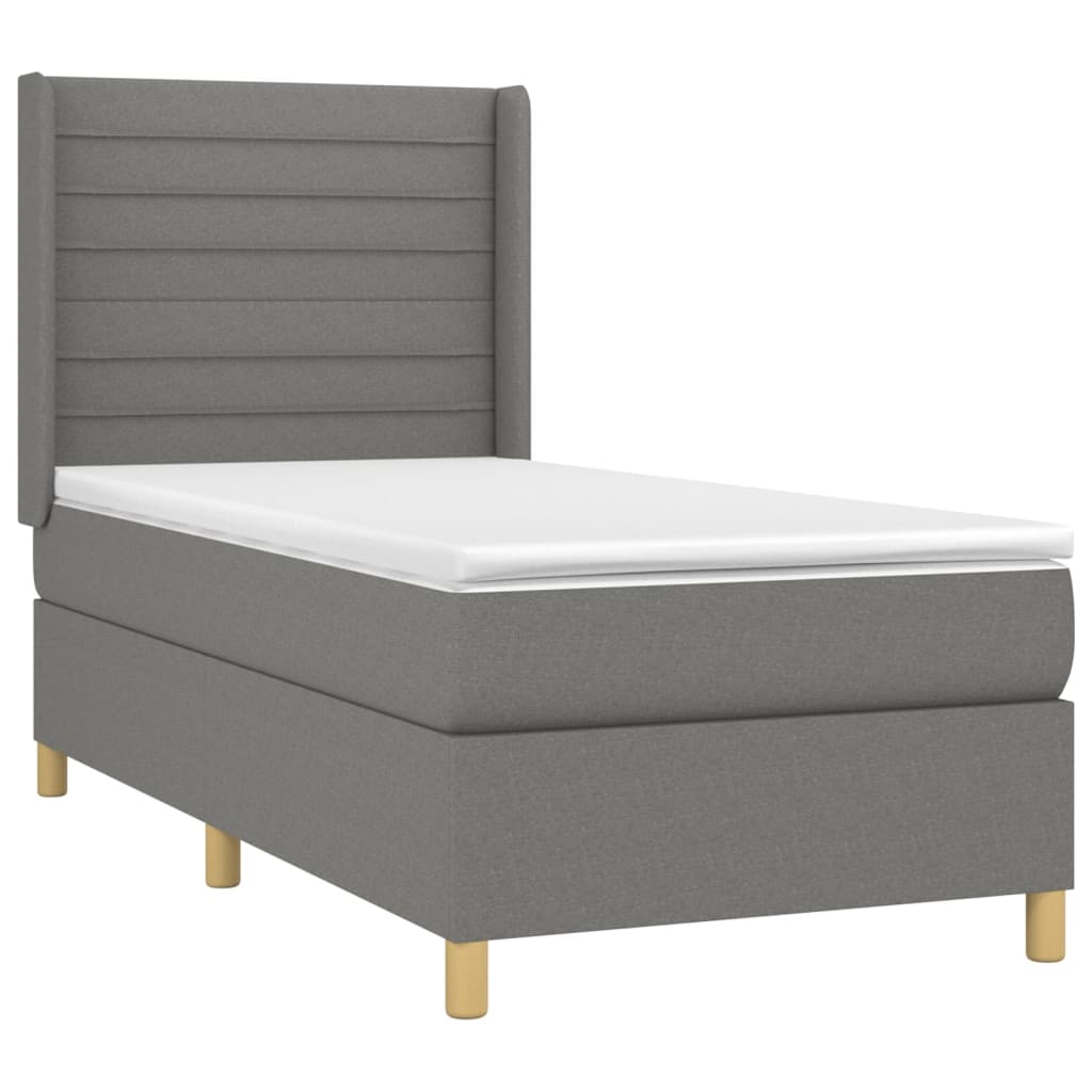 Boxspringbett mit Matratze Dunkelgrau 100x200 cm Stoff