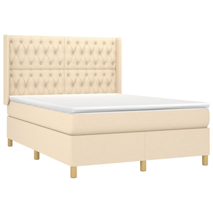 Boxspringbett mit Matratze Creme 140x200 cm Stoff