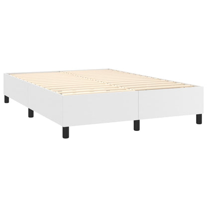 Boxspringbett mit Matratze Weiß 140x200 cm Kunstleder