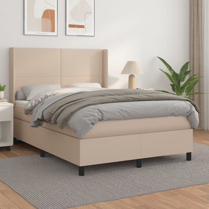 Boxspringbett Matratze Cappuccino-Braun 140x200cm Kunstleder