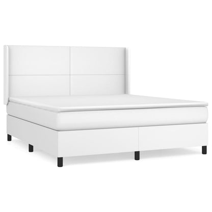 Boxspringbett mit Matratze Weiß 160x200 cm Kunstleder