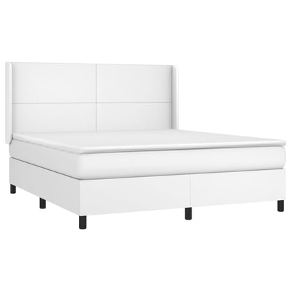 Boxspringbett mit Matratze Weiß 160x200 cm Kunstleder