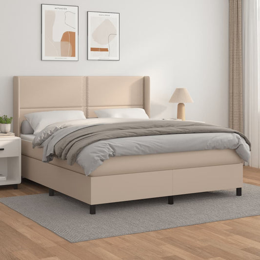 Boxspringbett Matratze Cappuccino-Braun 180x200 cm Kunstleder