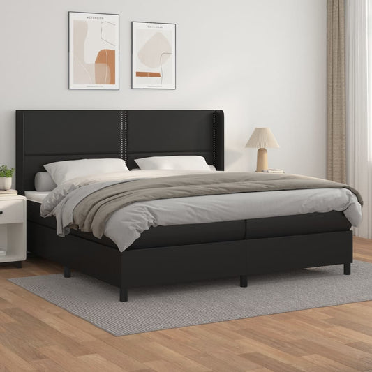 Boxspringbett mit Matratze Schwarz 200x200 cm Kunstleder