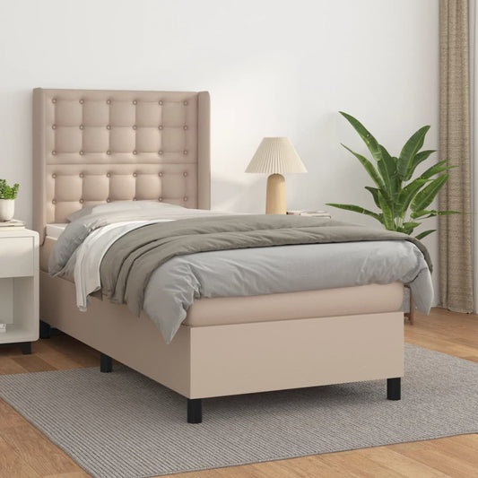 Boxspringbett mit Matratze Cappuccino-Braun 90x190cm Kunstleder