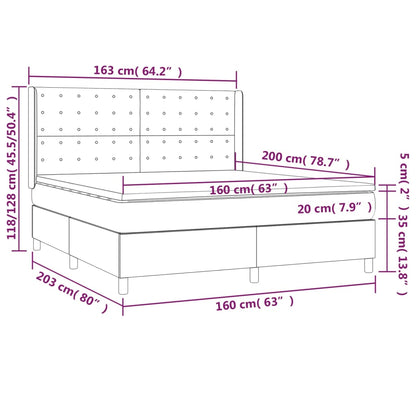 Boxspringbett mit Matratze Schwarz 160x200 cm Kunstleder