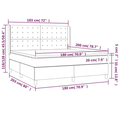 Boxspringbett Matratze Cappuccino-Braun 180x200 cm Kunstleder