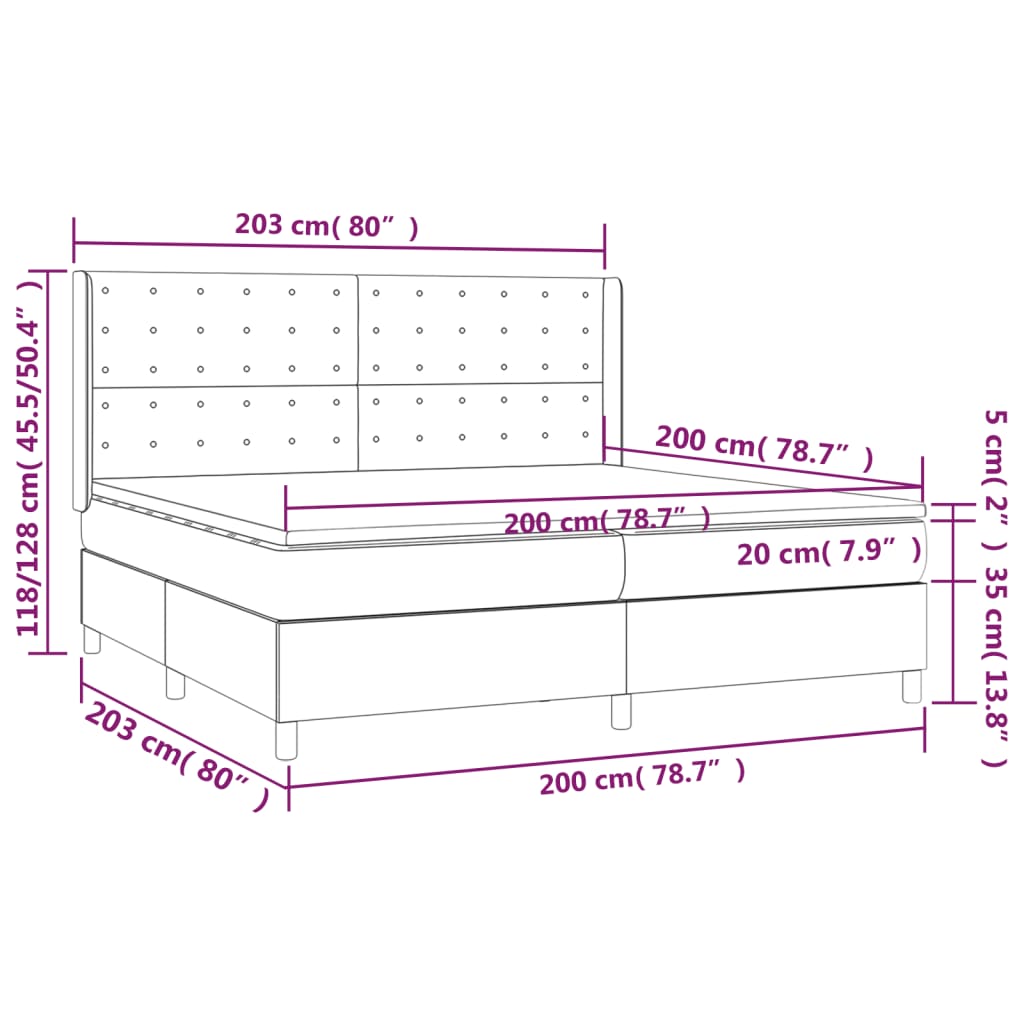 Boxspringbett mit Matratze Schwarz 200x200 cm Kunstleder