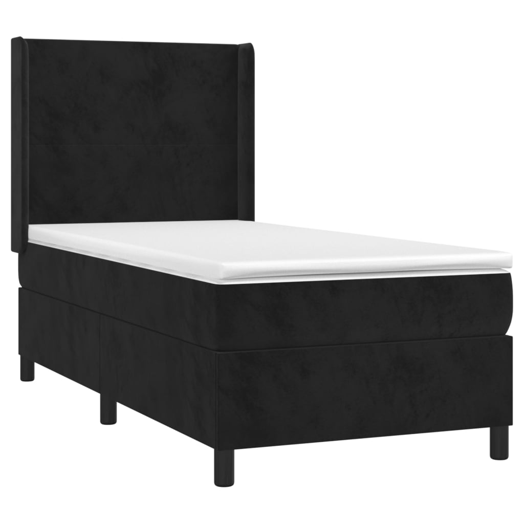 Boxspringbett mit Matratze Schwarz 80x200 cm Samt