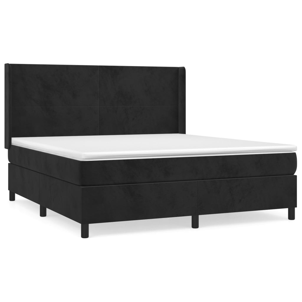 Boxspringbett mit Matratze Schwarz 160x200 cm Samt