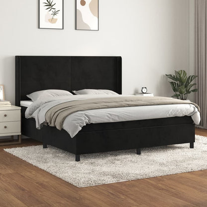 Boxspringbett mit Matratze Schwarz 180x200 cm Samt