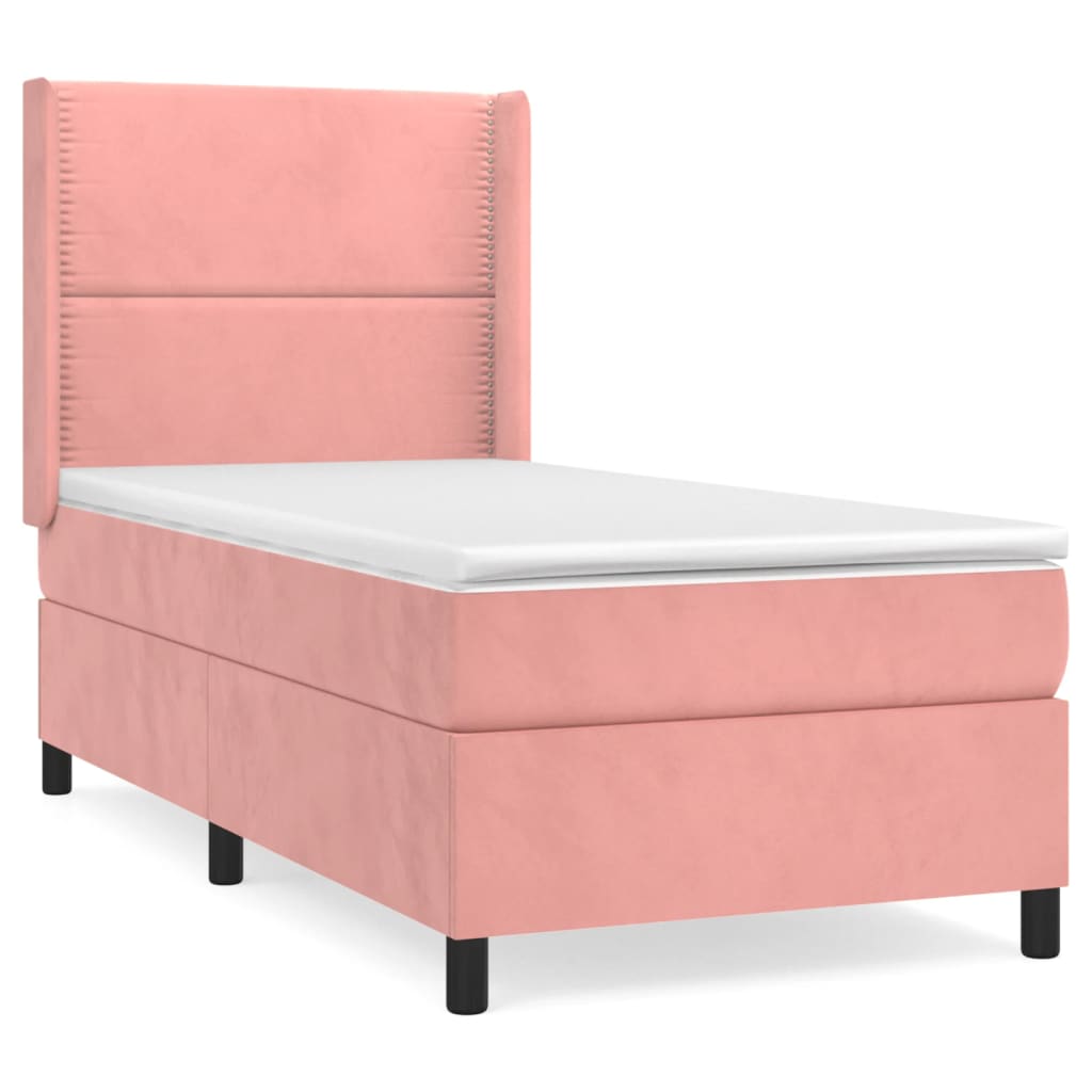 Boxspringbett mit Matratze Rosa 80x200 cm Samt