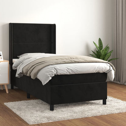 Boxspringbett mit Matratze Schwarz 90x190 cm Samt