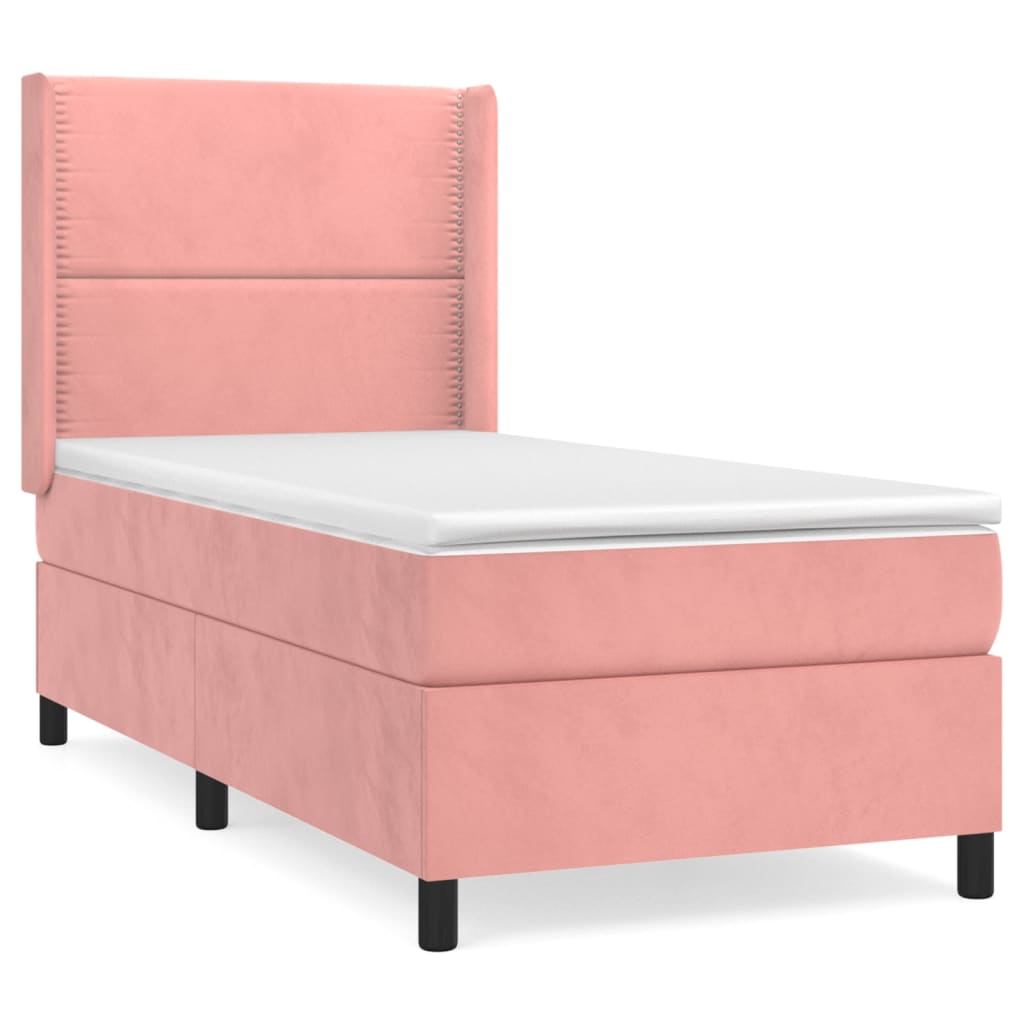 Boxspringbett mit Matratze Rosa 90x190 cm Samt