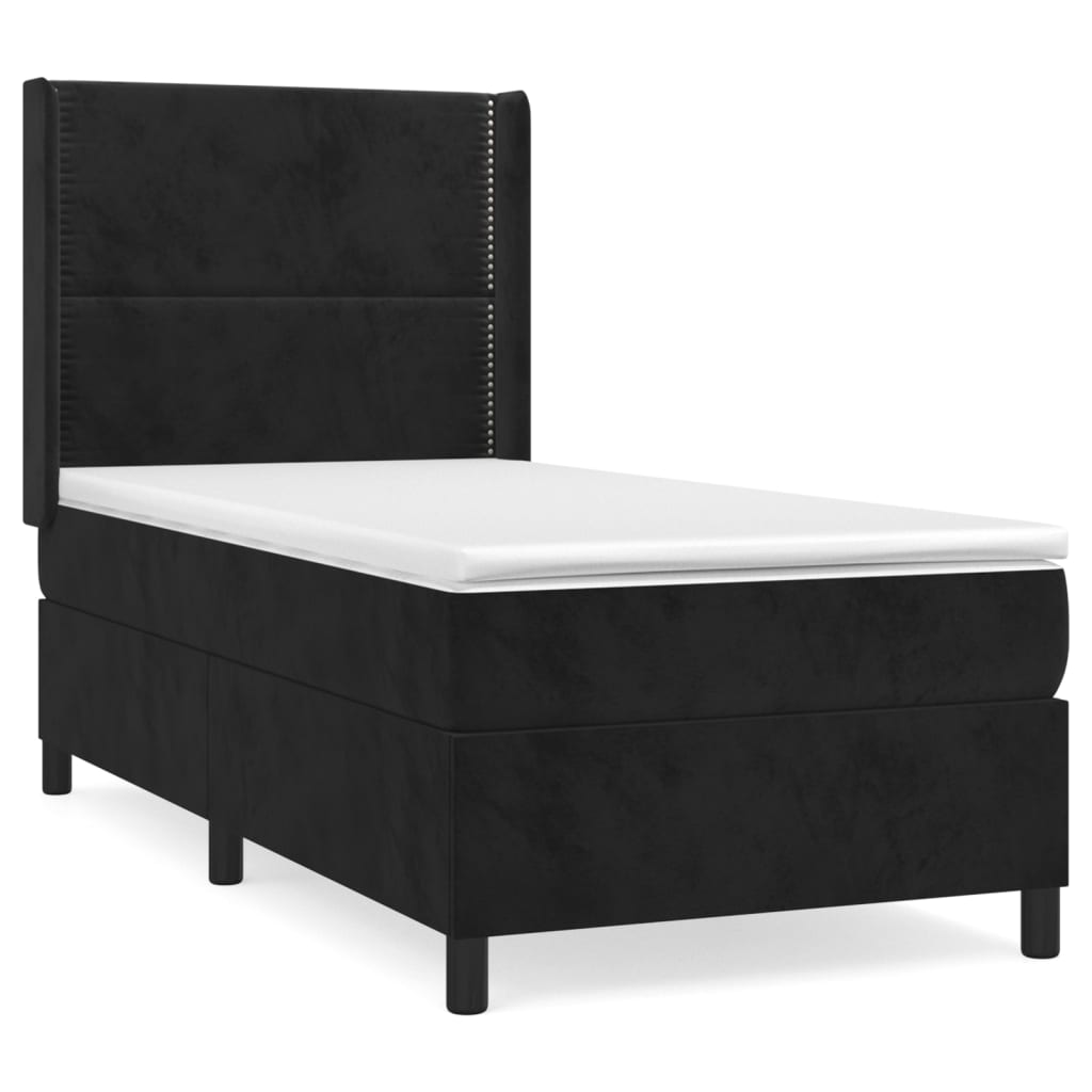 Boxspringbett mit Matratze Schwarz 90x200 cm Samt