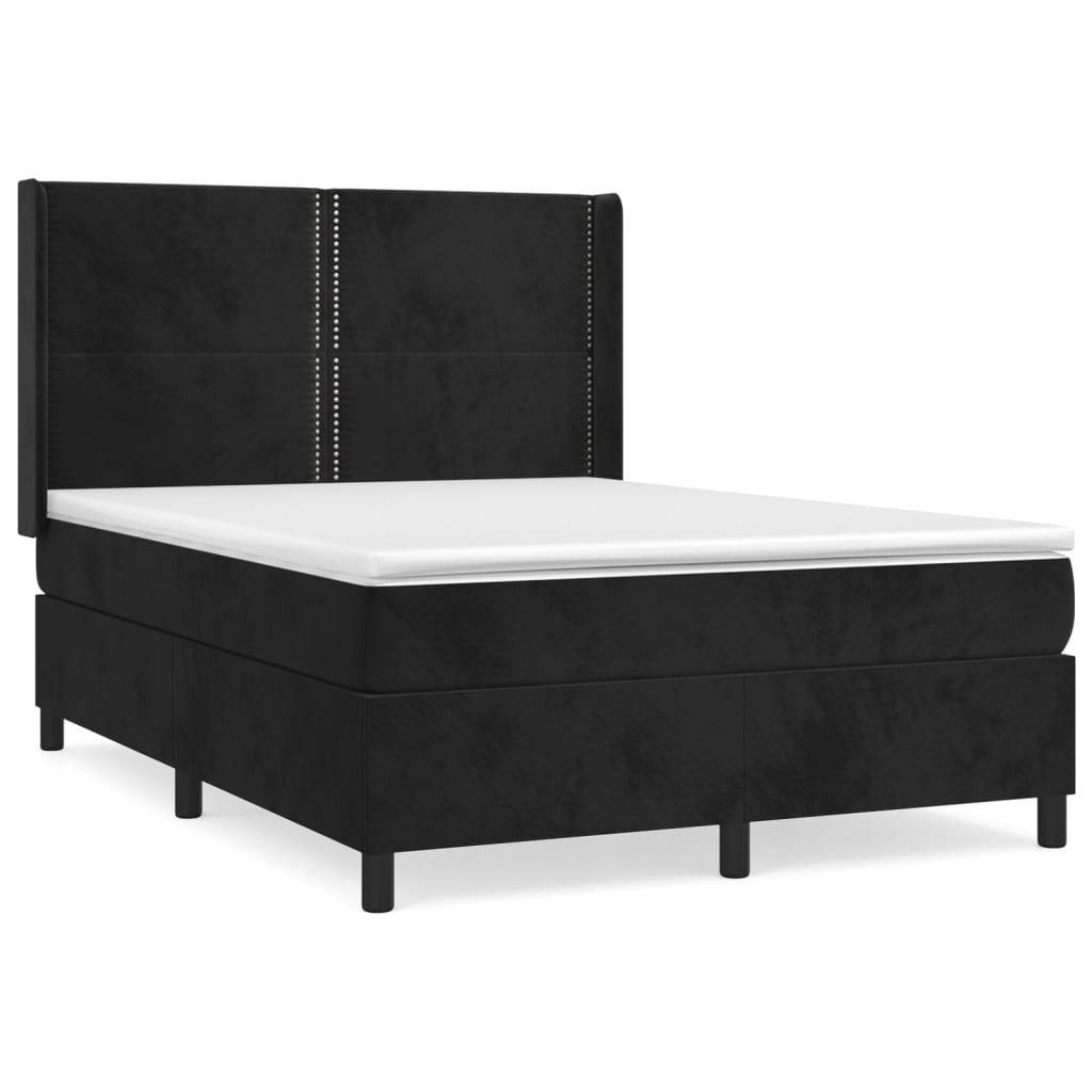 Boxspringbett mit Matratze Schwarz 140x200 cm Samt